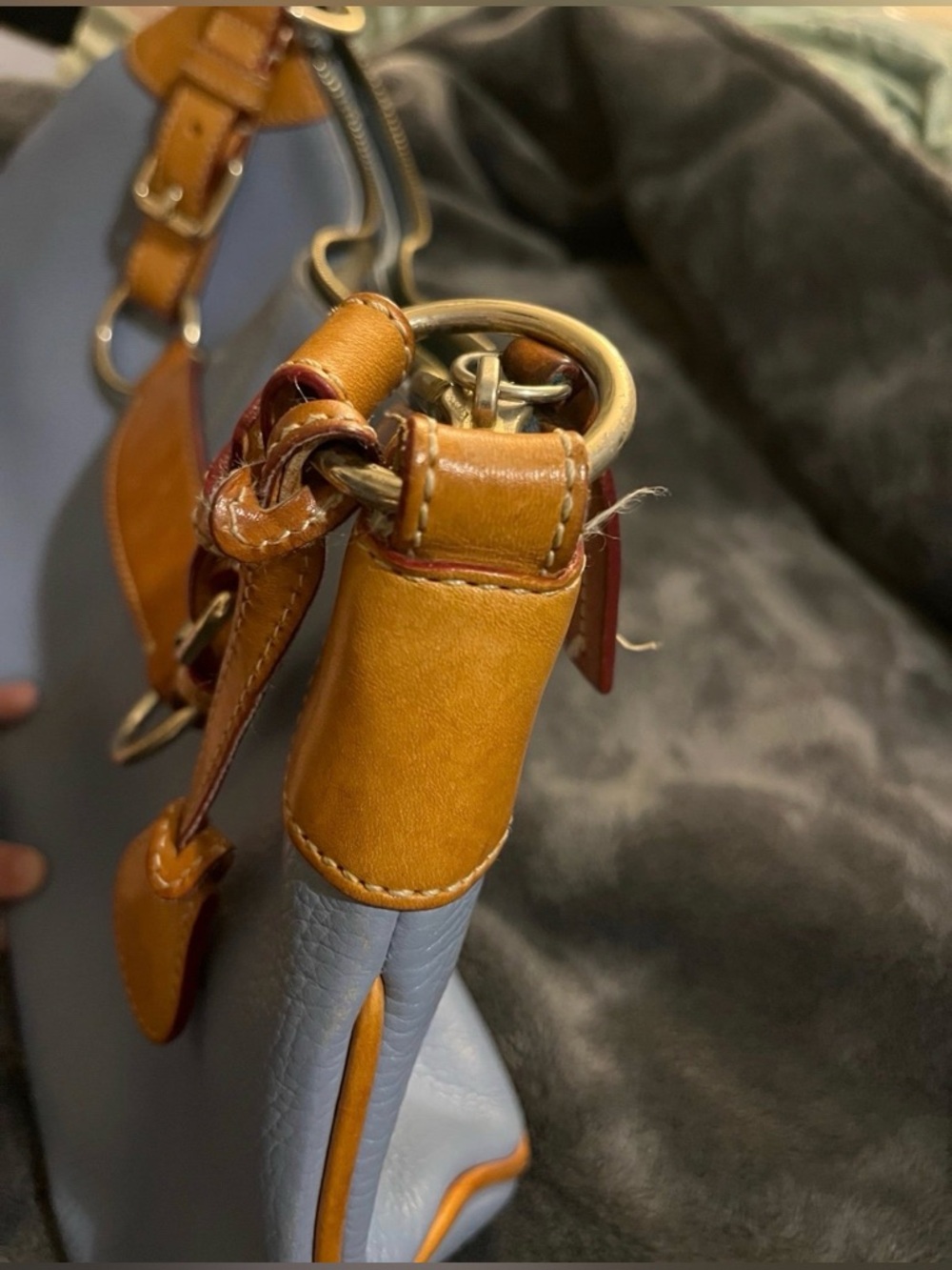 Dooney & Bourke Vintage Blue Leather Shoulder Bag - Picture 5 of 8
